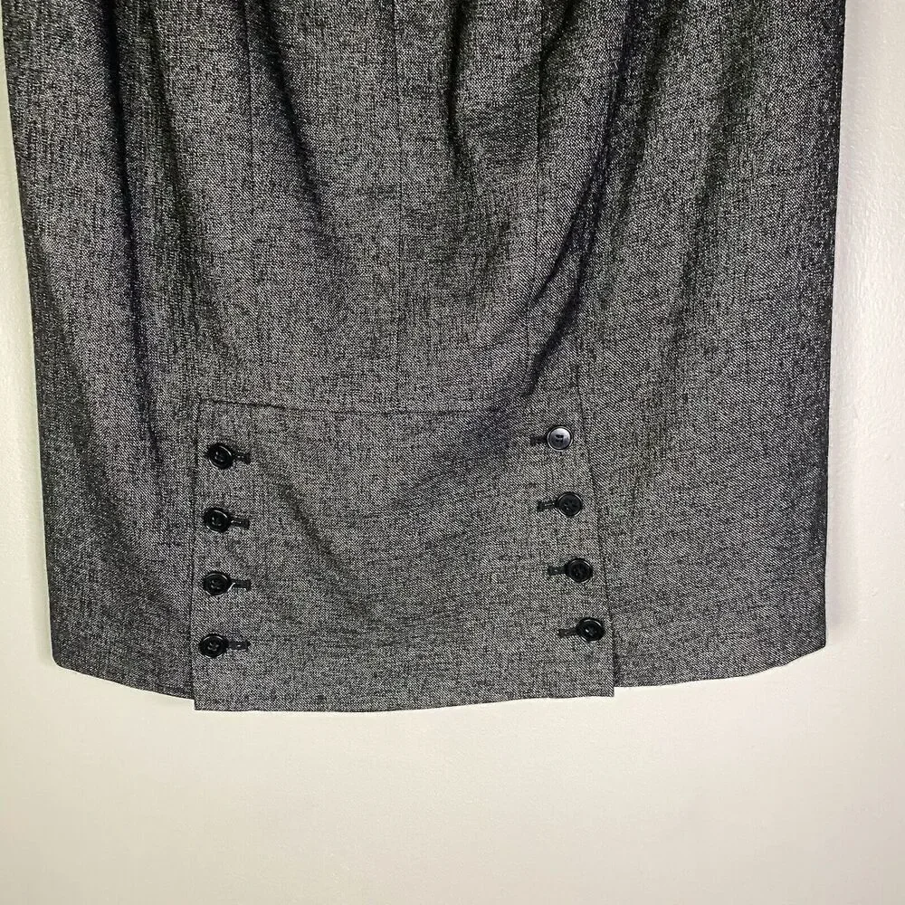 ANN TAYLOR Women Wool Blend Size‎ 10 Pencil Skirt Button Back Black Gray Lined